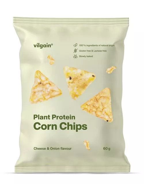 Vilgain Kukuričné proteínové chipsy BIO – Cibuľa so syrom 60 g