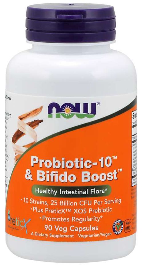 NOW® Foods NOW Probiotic-10 Bifido Boost (probiotika) 10 kmenů, 25 mld CFU, 90 rostlinných kapslí
