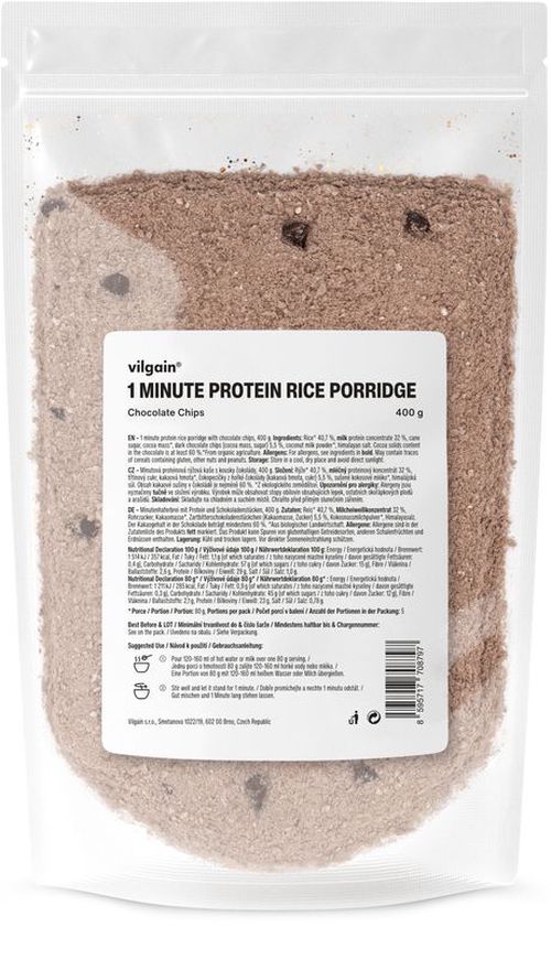 Vilgain Minútová proteínová ryžová kaša chocolate chip 400 g