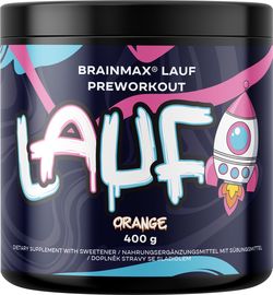 BrainMax Lauf Preworkout, predtréningový stimulant s kofeínom, červený pomaranč