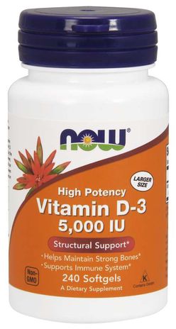 NOW® Foods NOW Vitamin D3, 5000 IU, 240 softgel kapslí