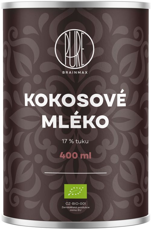 BrainMax Pure Organic Kokosové mlieko 17% tuku, BIO, 400 ml CZ-BIO-001 certifikát