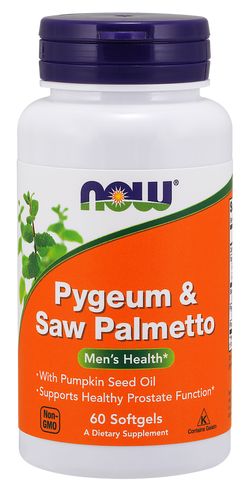 NOW® Foods NOW Pygeum (Slivoň africká) & Saw Palmetto (Serenoa plazivá), 60 softgelových kapslí