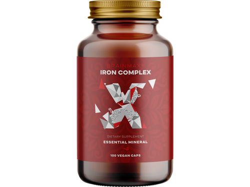 BrainMax Iron Complex, železo bisglycinát, 25 mg, 100 rastlinných kapsúl Železo v chelátové formě
