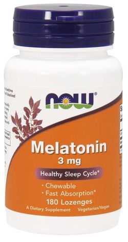 NOW® Foods NOW Melatonín 3 mg, 180 pastiliek