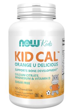 NOW® Foods NOW Kid Cal, Orange, Vápnik, Horčík, Vitamín D pre deti, 100 žuvacích pastiliek