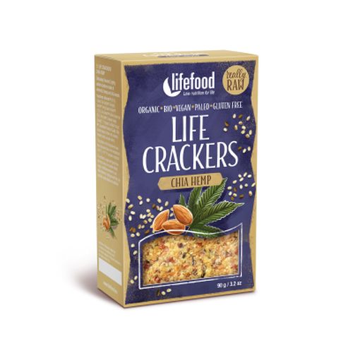 LifeFood - Life Crackers konopné s chia BIO, 90 g CZ-BIO-002 certifikát