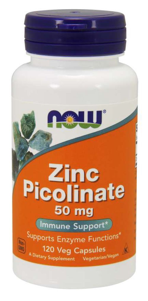 NOW® Foods NOW Zinc Picolinate (zinek pikolinát), 50 mg, 120 rostlinných kapslí