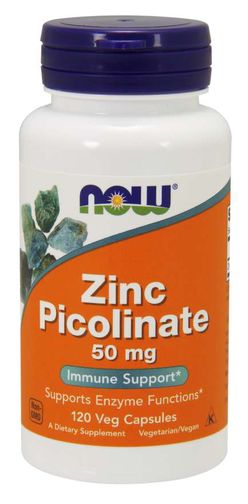NOW® Foods NOW Zinc Picolinate (zinek pikolinát), 50 mg, 120 rostlinných kapslí