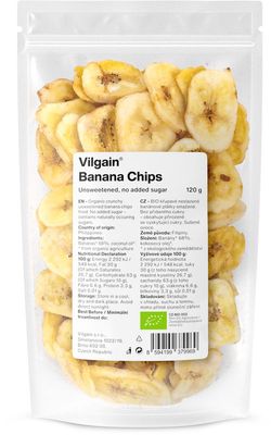 Vilgain Banánové chipsy nesladené 120 g