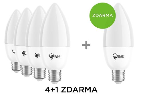 4+1 zdarma: Múdra žiarovka Blight LED, závit E14, 5,5 W, WiFi, APP, stmievateľná, farebná