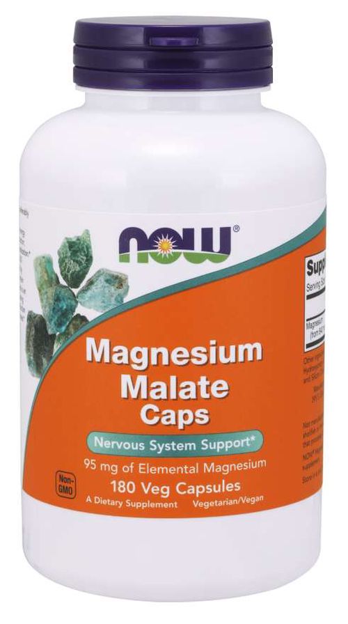 NOW® Foods NOW Magnesium Malate Caps 95 mg, 180 rostlinných kapslí
