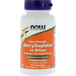 NOW® Foods NOW BerryDophilus Extra Strength (probiotika pro děti), 50 žvýkacích pastilek