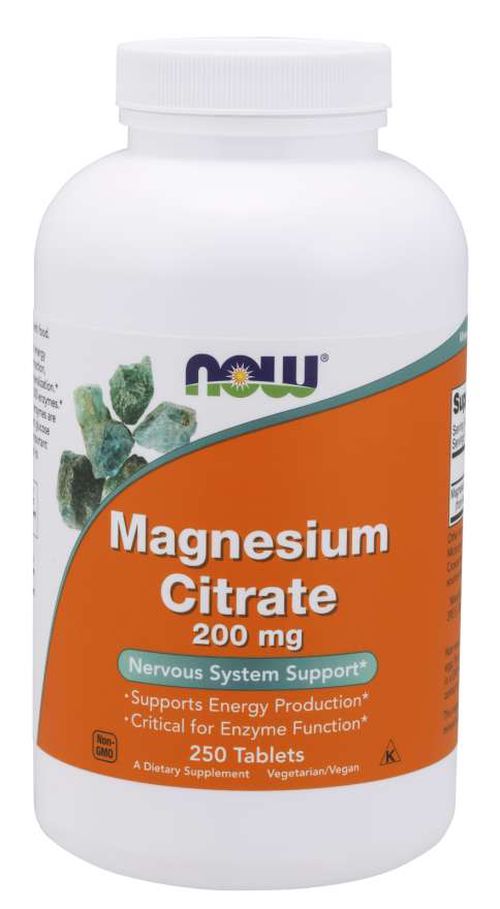 NOW® Foods NOW Magnesium Citrate (horčík citrát), 200 mg, 250 tabliet