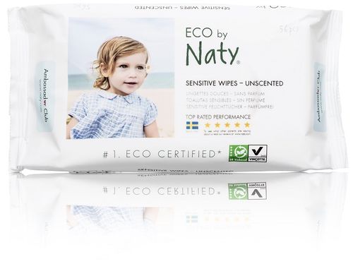 Eco by Naty vlhčené obrúsky bez vône - pre citlivú pokožku (56 ks)